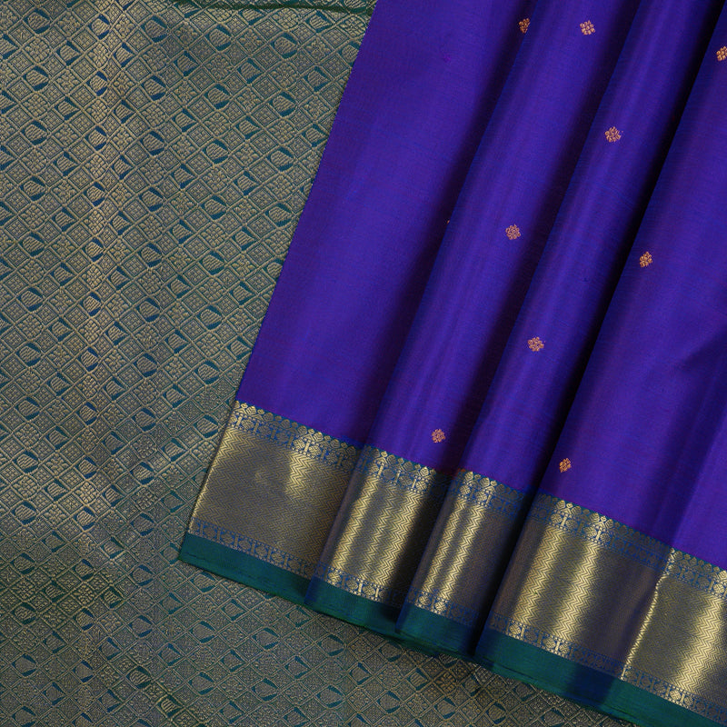 Hayagrivas Handloom Pure Kanjivaram Silk Saree in Timeless Blue KBE330E1-2