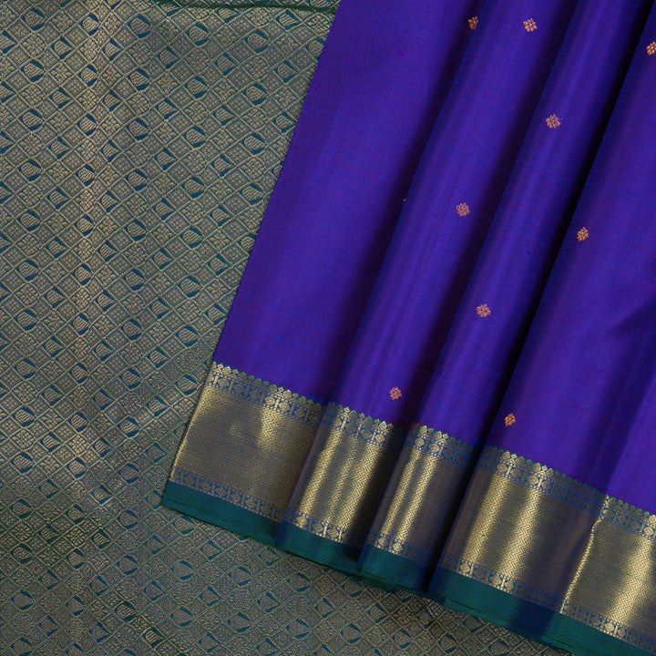 Hayagrivas Handloom Pure Kanjivaram Silk Saree in Timeless Blue KBE330E1-2