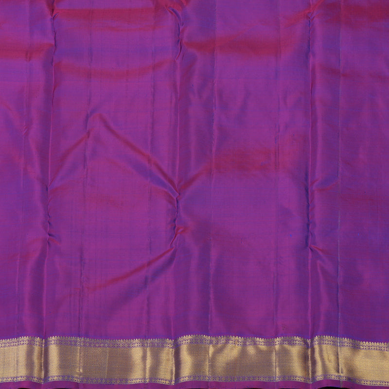 Hayagrivas Handloom Kanjivaram silk saree in Peacock blue with purple contrast KBE330E1-3