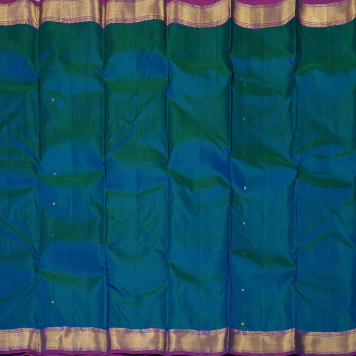 Hayagrivas Handloom Kanjivaram silk saree in Peacock blue with purple contrast KBE330E1-3
