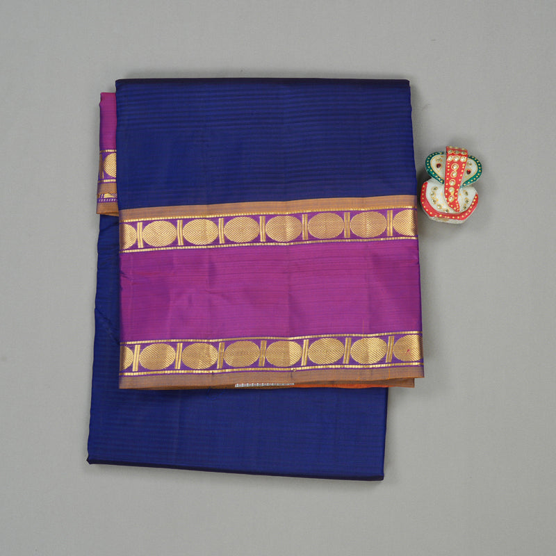Hayagrivas Handloom Kanjivaram Ten Yards Silk Saree in Regal Blue KBE332E2-12