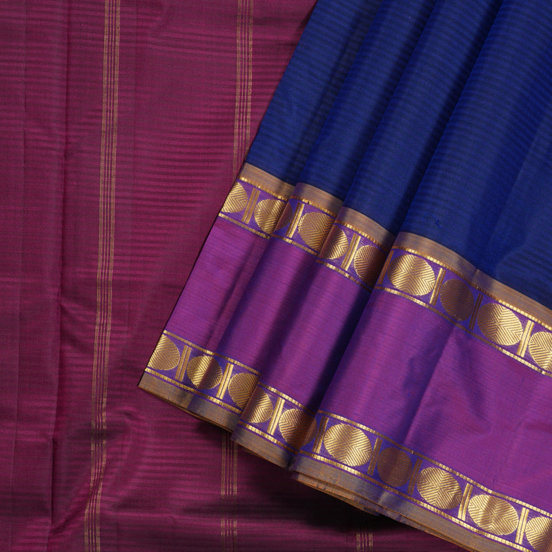 Hayagrivas Handloom Kanjivaram Ten Yards Silk Saree in Regal Blue KBE332E2-12