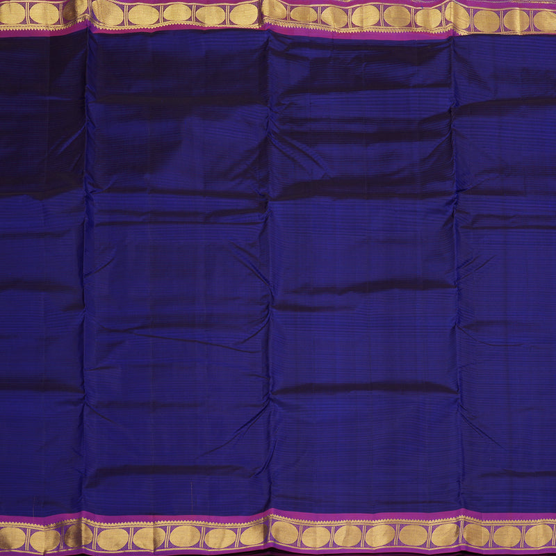 Hayagrivas Handloom Kanjivaram Ten Yards Silk Saree in Timeless Blue KBE332E2-13