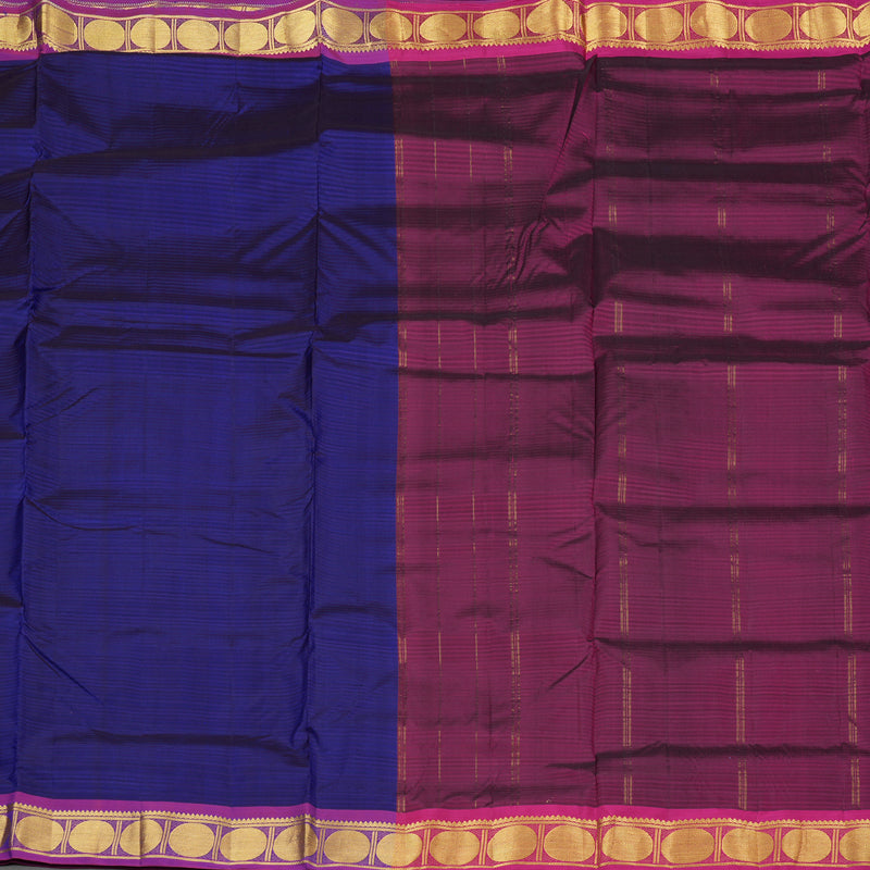 Hayagrivas Handloom Kanjivaram Ten Yards Silk Saree in Timeless Blue KBE332E2-13
