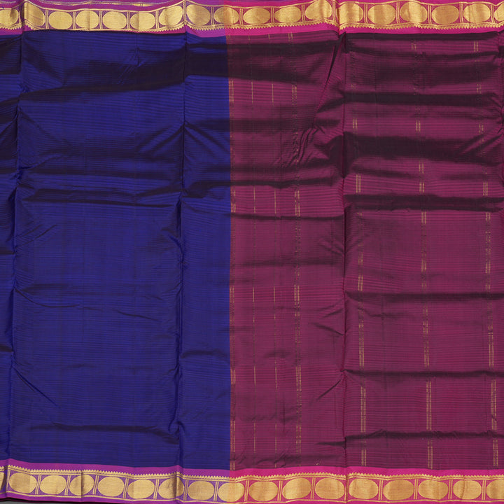 Hayagrivas Handloom Kanjivaram Ten Yards Silk Saree in Timeless Blue KBE332E2-13