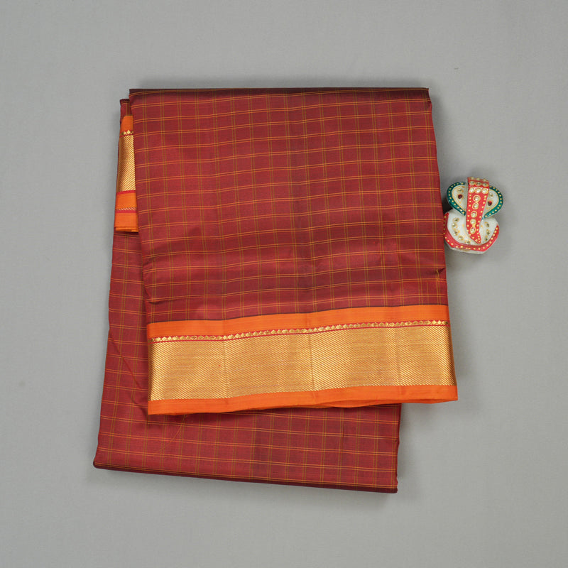 Hayagrivas Handloom Kanjivaram Ten Yards Silk Saree in Luxe Maroon KBE332E2-14