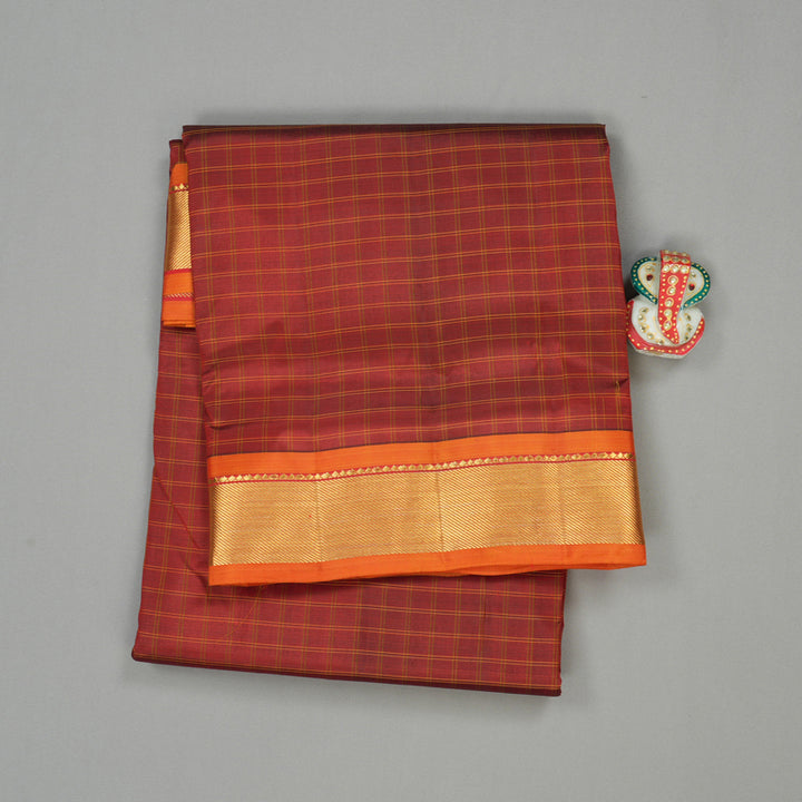 Hayagrivas Handloom Kanjivaram Ten Yards Silk Saree in Luxe Maroon KBE332E2-14
