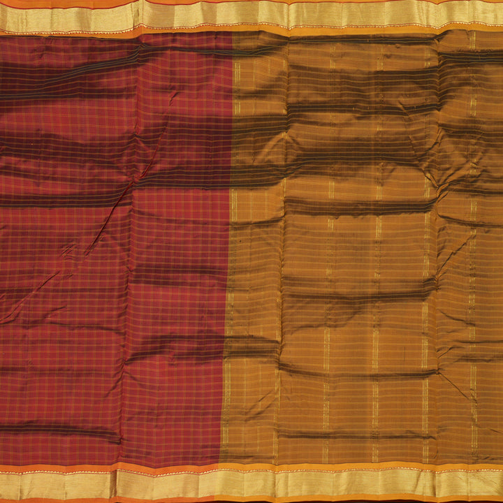 Hayagrivas Handloom Kanjivaram Ten Yards Silk Saree in Luxe Maroon KBE332E2-14