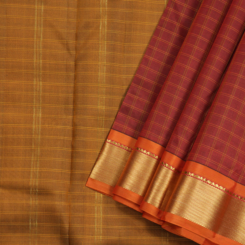 Hayagrivas Handloom Kanjivaram Ten Yards Silk Saree in Luxe Maroon KBE332E2-14