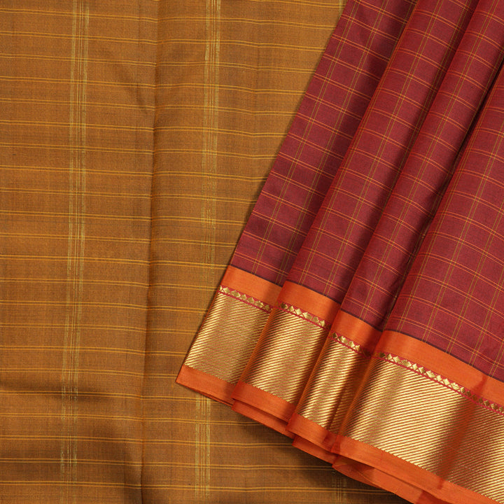 Hayagrivas Handloom Kanjivaram Ten Yards Silk Saree in Luxe Maroon KBE332E2-14