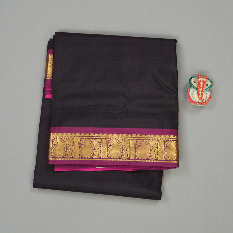 Hayagrivas Handloom Kanjivaram Ten Yards Silk Saree in Stylish Black KBE332E2-15