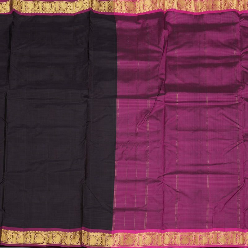 Hayagrivas Handloom Kanjivaram Ten Yards Silk Saree in Stylish Black KBE332E2-15