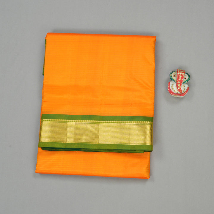 Hayagrivas Handloom Kanjivaram Ten Yards Silk Saree in Sun-Kissed Mango Yellow KBE332E2-19