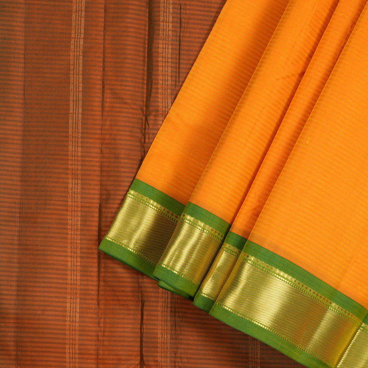 Hayagrivas Handloom Kanjivaram Ten Yards Silk Saree in Sun-Kissed Mango Yellow KBE332E2-19