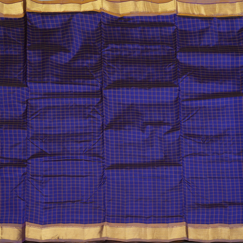 Hayagrivas Handloom Kanjivaram Ten Yards Silk Saree in Classic Blue KBE332E2-21