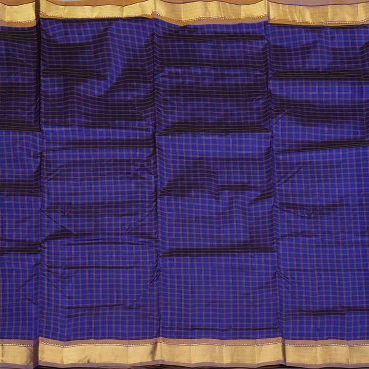 Hayagrivas Handloom Kanjivaram Ten Yards Silk Saree in Classic Blue KBE332E2-21