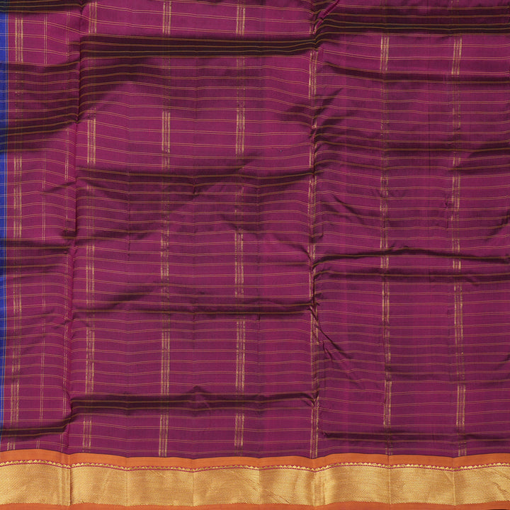 Hayagrivas Handloom Kanjivaram Ten Yards Silk Saree in Classic Blue KBE332E2-21