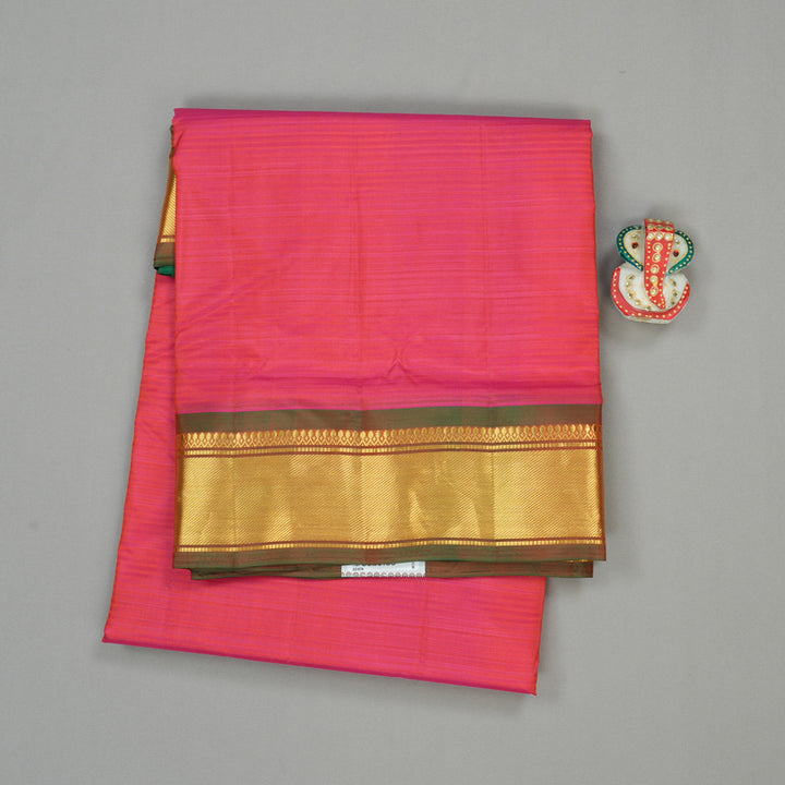 Hayagrivas Handloom Kanjivaram Ten Yards Silk Saree in Luxurious Orangish Pink KBE332E2-22