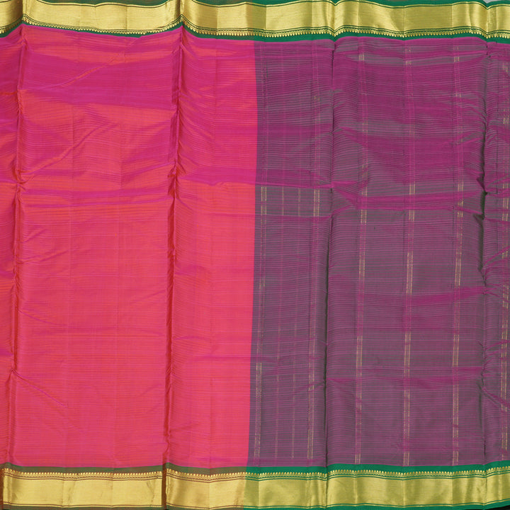 Hayagrivas Handloom Kanjivaram Ten Yards Silk Saree in Luxurious Orangish Pink KBE332E2-22