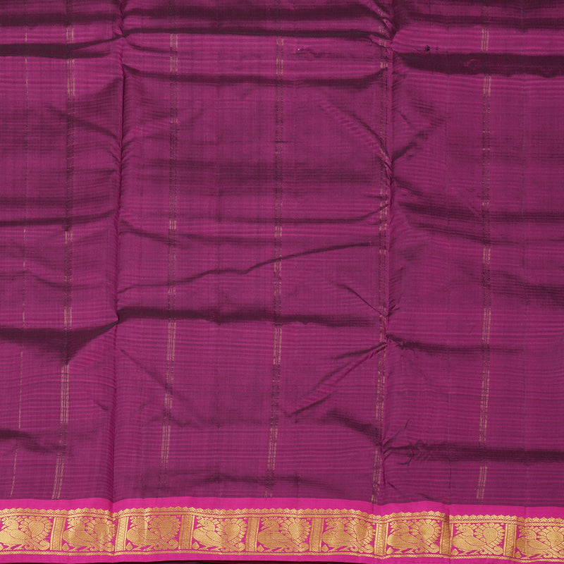 Hayagrivas Bottle Green Handloom Kanjivaram Ten Yards Silk Saree with Purple Border KBE332E2-23