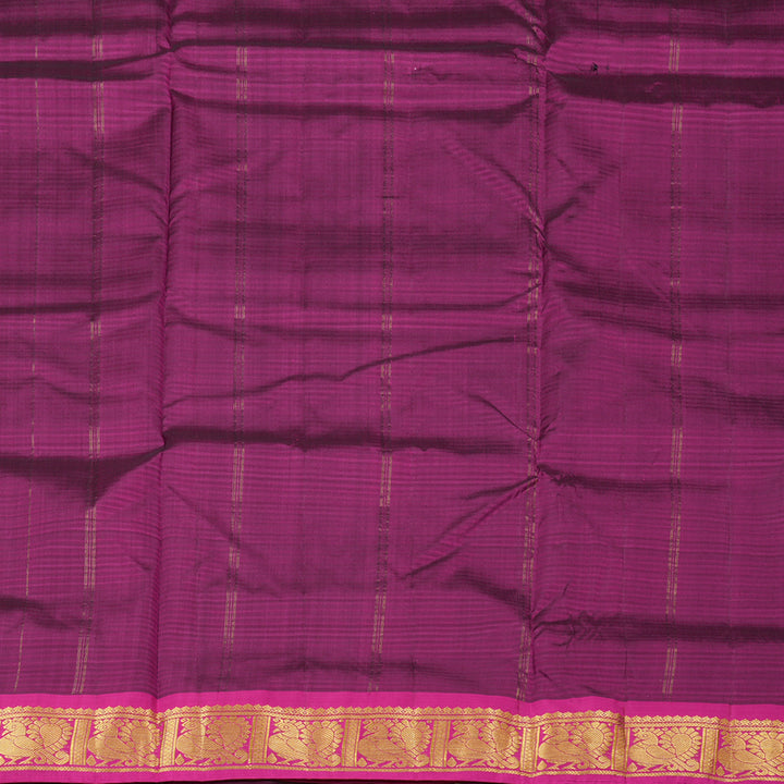 Hayagrivas Bottle Green Handloom Kanjivaram Ten Yards Silk Saree with Purple Border KBE332E2-23