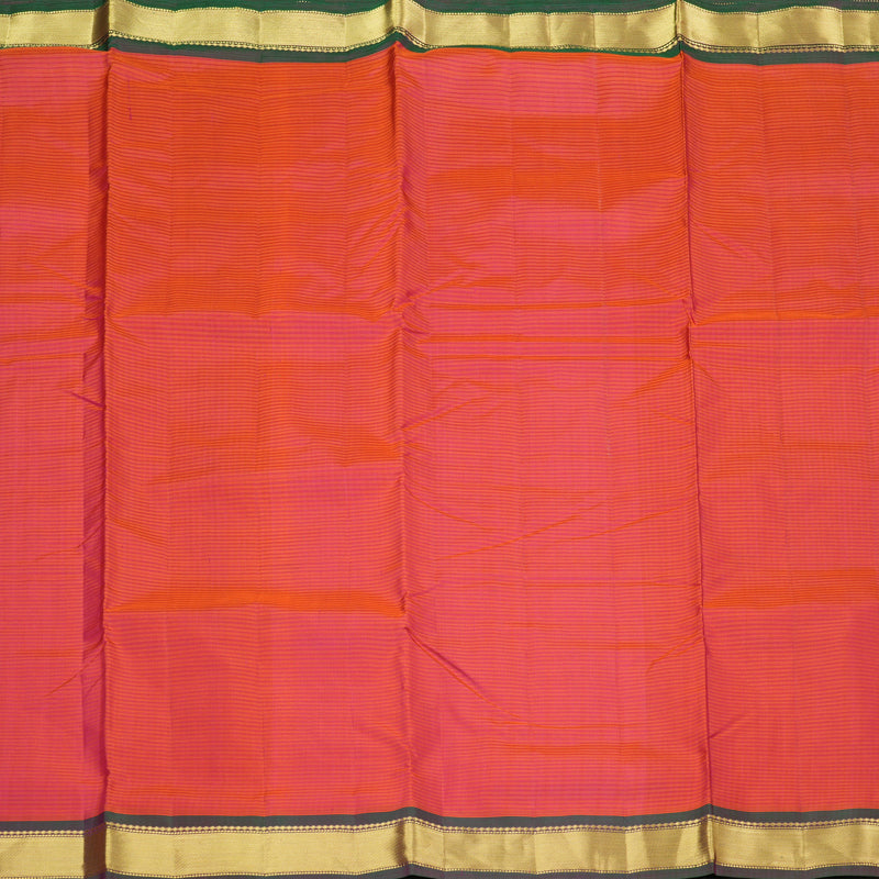 Hayagrivas Orangish Pink Handloom Kanjivaram Ten Yards Silk Saree with Mandhalir Border KBE332E2-25