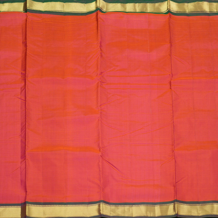 Hayagrivas Orangish Pink Handloom Kanjivaram Ten Yards Silk Saree with Mandhalir Border KBE332E2-25