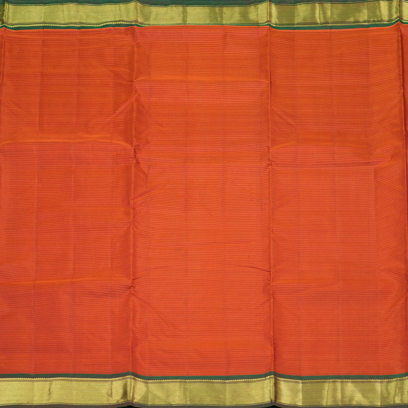Hayagrivas Orangish Pink Handloom Kanjivaram Ten Yards Silk Saree with Mandhalir Border KBE332E2-26