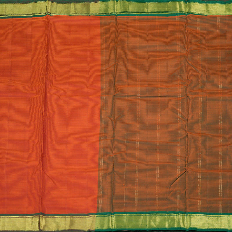 Hayagrivas Orangish Pink Handloom Kanjivaram Ten Yards Silk Saree with Mandhalir Border KBE332E2-26