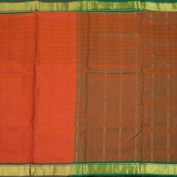 Hayagrivas Orangish Pink Handloom Kanjivaram Ten Yards Silk Saree with Mandhalir Border KBE332E2-26
