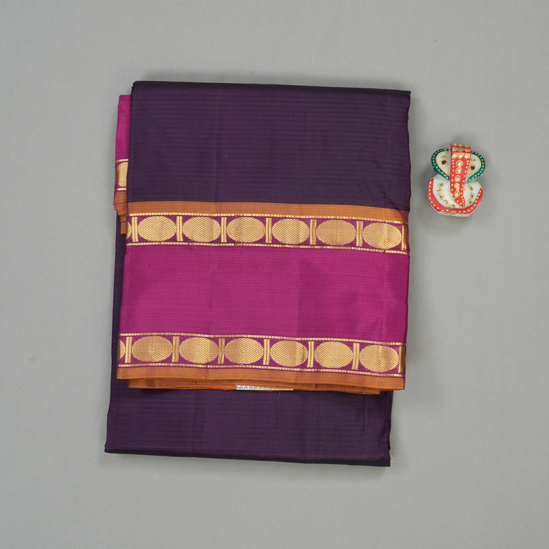 Hayagrivas Handloom Kanjivaram Ten Yards Silk Saree in Mystic Purple KBE332E2-5