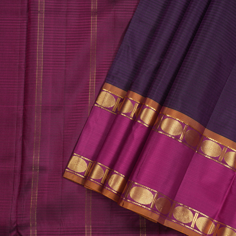 Hayagrivas Handloom Kanjivaram Ten Yards Silk Saree in Mystic Purple KBE332E2-5