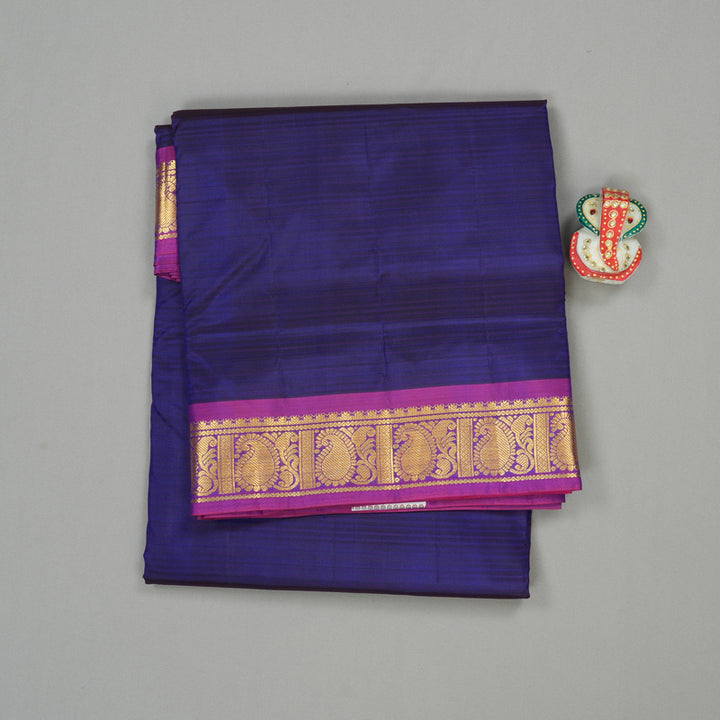 Hayagrivas Handloom Kanjivaram Ten Yards Silk Saree in Lush Blue KBE332E2-6