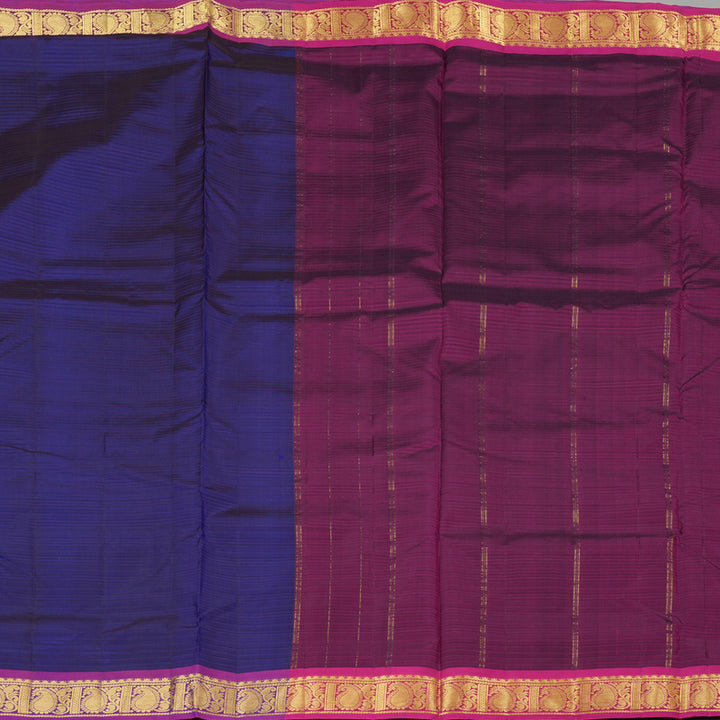 Hayagrivas Handloom Kanjivaram Ten Yards Silk Saree in Lush Blue KBE332E2-6