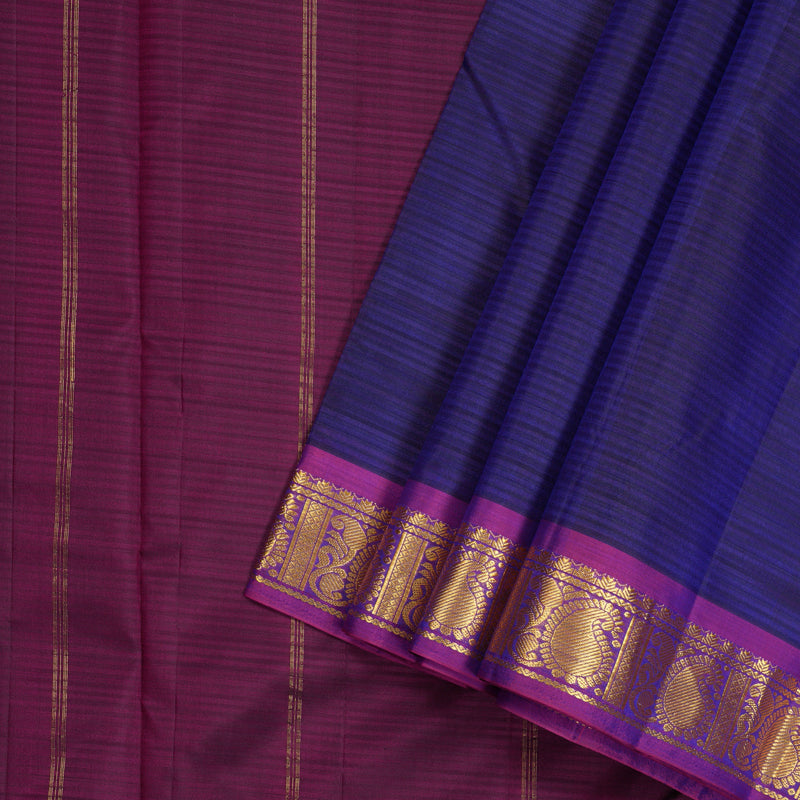 Hayagrivas Handloom Kanjivaram Ten Yards Silk Saree in Lush Blue KBE332E2-6
