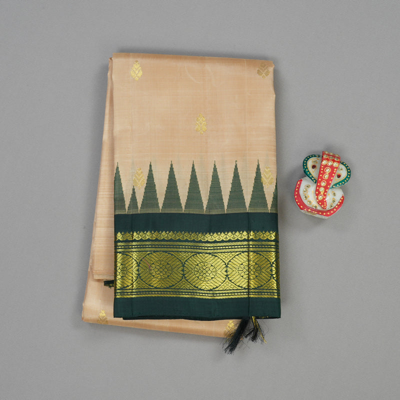 Hayagrivas Sandal Handloom Kanjivaram Silk Saree with Bottle Green Border KBE336E1-15