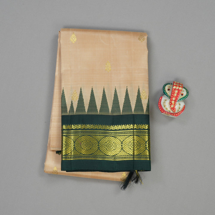 Hayagrivas Sandal Handloom Kanjivaram Silk Saree with Bottle Green Border KBE336E1-15
