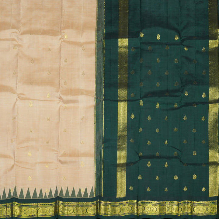 Hayagrivas Sandal Handloom Kanjivaram Silk Saree with Bottle Green Border KBE336E1-15
