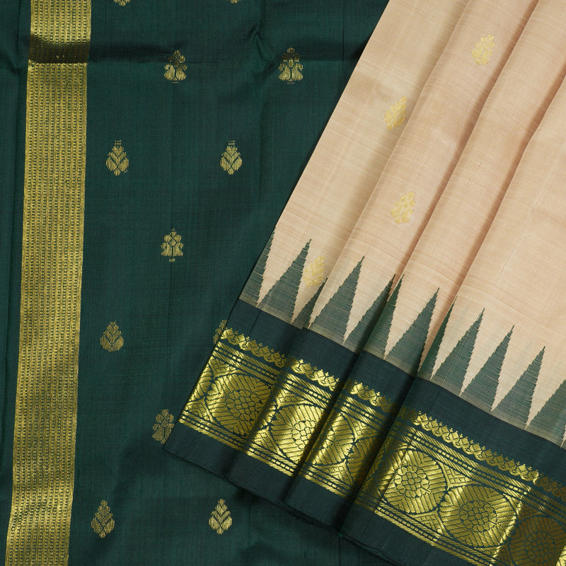 Hayagrivas Sandal Handloom Kanjivaram Silk Saree with Bottle Green Border KBE336E1-15