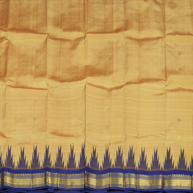 Hayagrivas Sandal Beige Handloom Kanjivaram Silk Saree with Blue Border KBE336E1-18