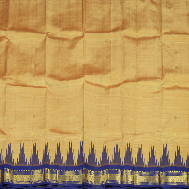Hayagrivas Sandal Beige Handloom Kanjivaram Silk Saree with Blue Border KBE336E1-18