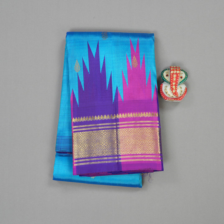 Hayagrivas Handloom Pure Kanjivaram Silk Saree in Radiant Sky Blue KBE336E1-26