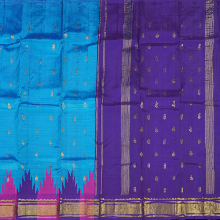Hayagrivas Handloom Pure Kanjivaram Silk Saree in Radiant Sky Blue KBE336E1-26
