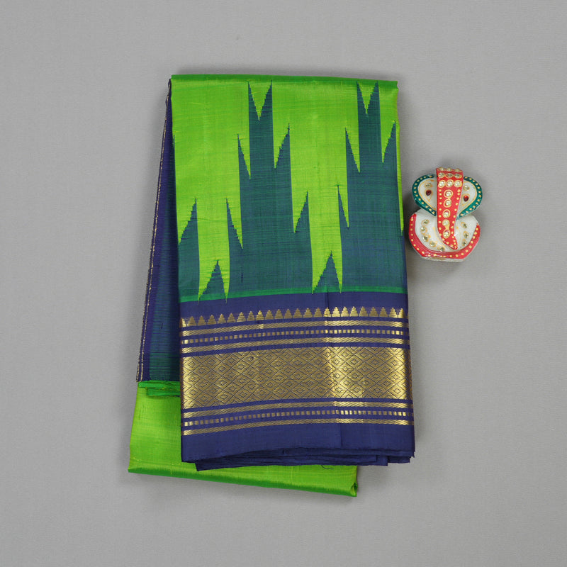 Hayagrivas Handloom Pure Kanjivaram Silk Saree in Mystical Fluorescent Green KBE336E1-32
