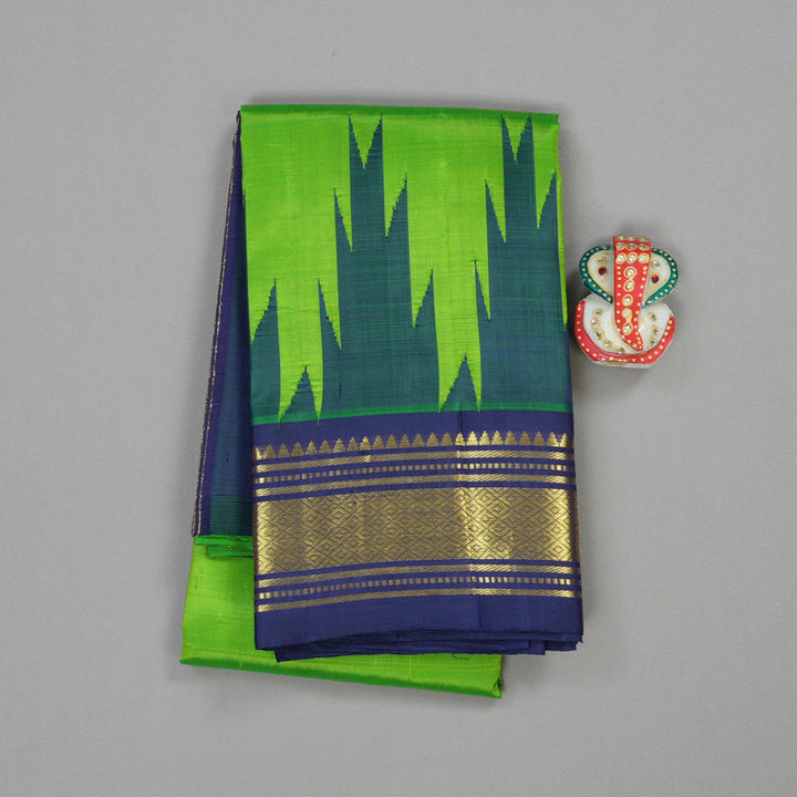 Hayagrivas Handloom Pure Kanjivaram Silk Saree in Mystical Fluorescent Green KBE336E1-32