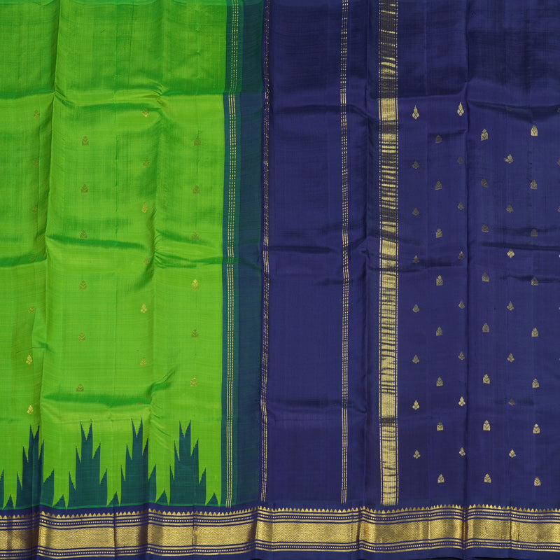 Hayagrivas Handloom Pure Kanjivaram Silk Saree in Mystical Fluorescent Green KBE336E1-32