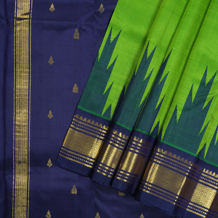 Hayagrivas Handloom Pure Kanjivaram Silk Saree in Mystical Fluorescent Green KBE336E1-32