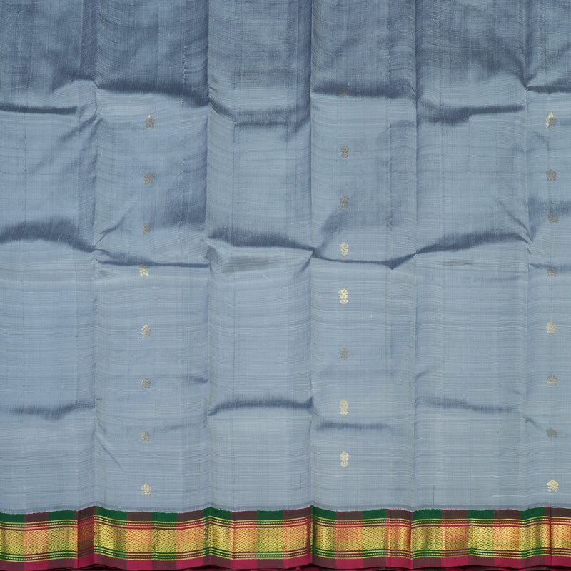 Hayagrivas Handloom Kanjivaram silk saree in Elegant Grey with maroon and green border KBE336E2-1