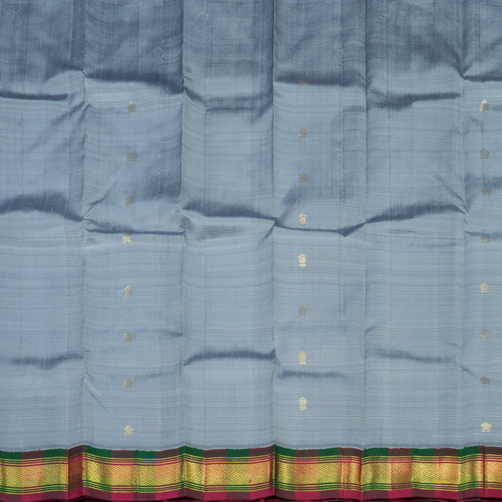 Hayagrivas Handloom Kanjivaram silk saree in Elegant Grey with maroon and green border KBE336E2-1
