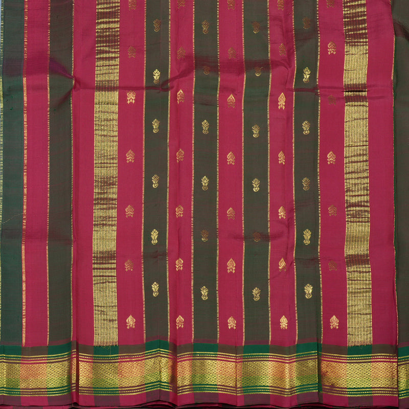 Hayagrivas Handloom Kanjivaram silk saree in Elegant Grey with maroon and green border KBE336E2-1